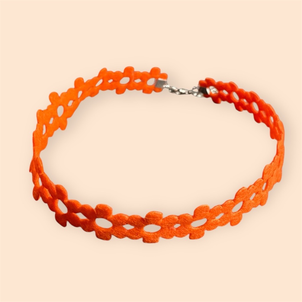 Handmade Orange Floral Dainty Lightweight Adjustable Choker Necklace